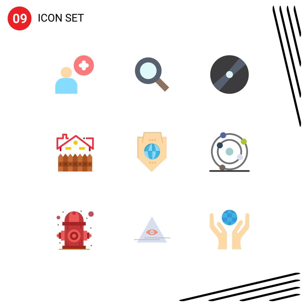 grupp av 9 modern platt färger uppsättning för tillgång staket filma konstruktion lägenhet redigerbar vektor design element