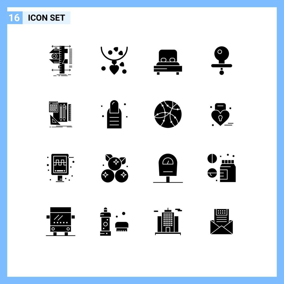 16 kreativ ikoner modern tecken och symboler av bok nippel mor dummy bröllop redigerbar vektor design element