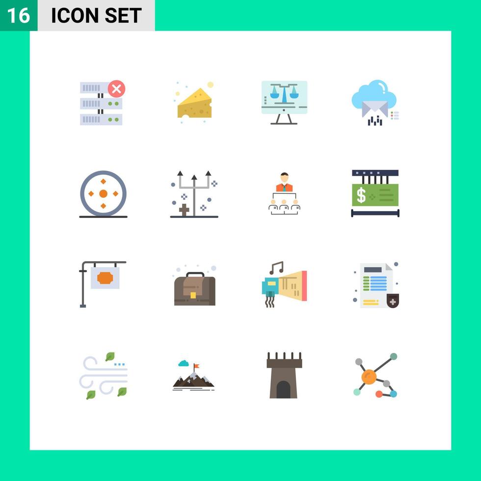 Aktienvektor-Icon-Pack mit 16 Linienzeichen und Symbolen für Sport-Fokus-Technologie Nachricht E-Mail editierbares Paket kreativer Vektor-Design-Elemente vektor