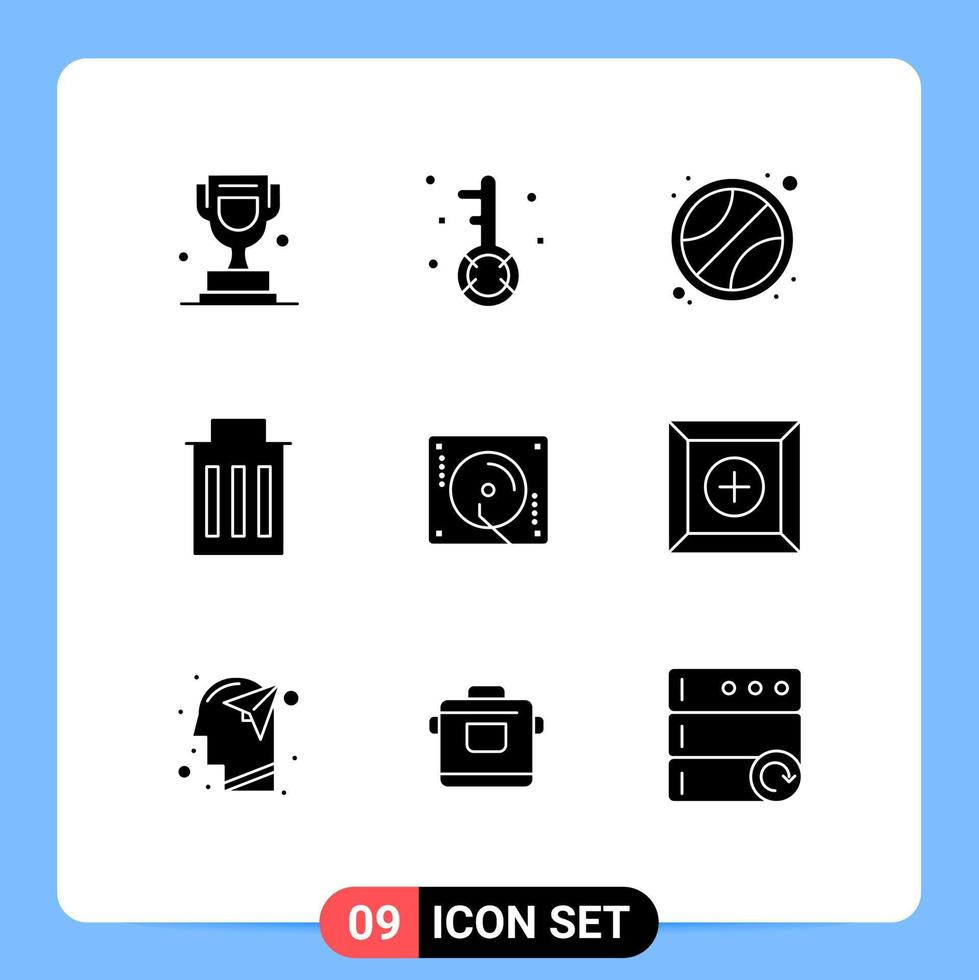 Stock Vector Icon Pack mit 9 Zeilen Zeichen und Symbolen für die Feier Benutzersuche Müll löschen bearbeitbare Vektordesign-Elemente