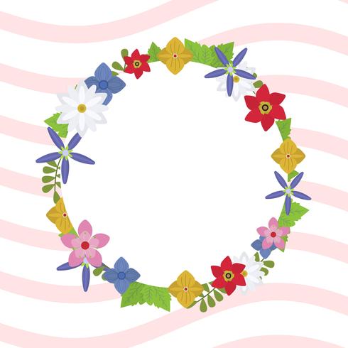 Flat Spring Wreath Vector Illustration