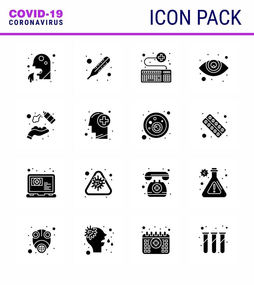 coronavirus medvetenhet ikoner 16 fast glyf svart ikon korona virus influensa relaterad sådan som rena oftalmologi fästa syn survice viral coronavirus 2019 nov sjukdom vektor design element