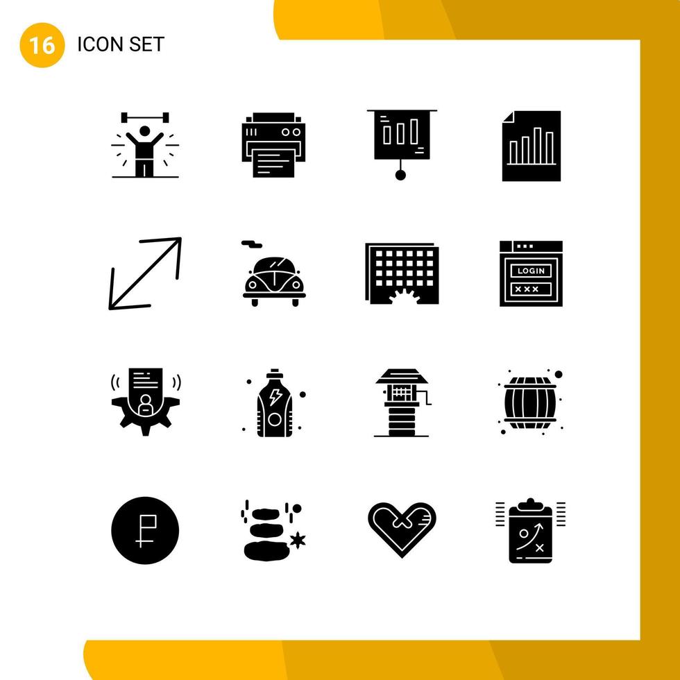 satz von 16 modernen ui-symbolen symbole zeichen für datensatz bildungsdatei verkauf editierbare vektordesignelemente vektor