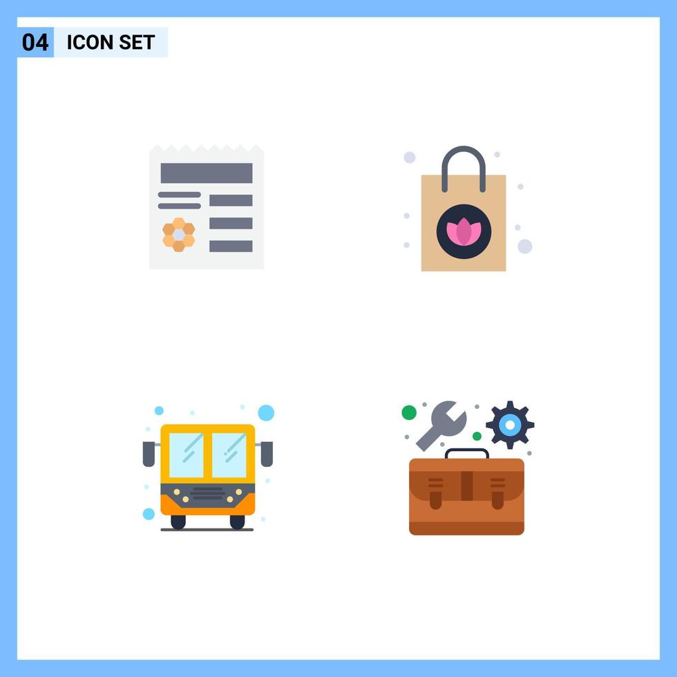 Stock Vector Icon Pack mit 4 Zeilenzeichen und Symbolen für die Reparatur von bearbeitbaren Vektordesign-Elementen für grundlegende Dokumente des öffentlichen Verkehrs