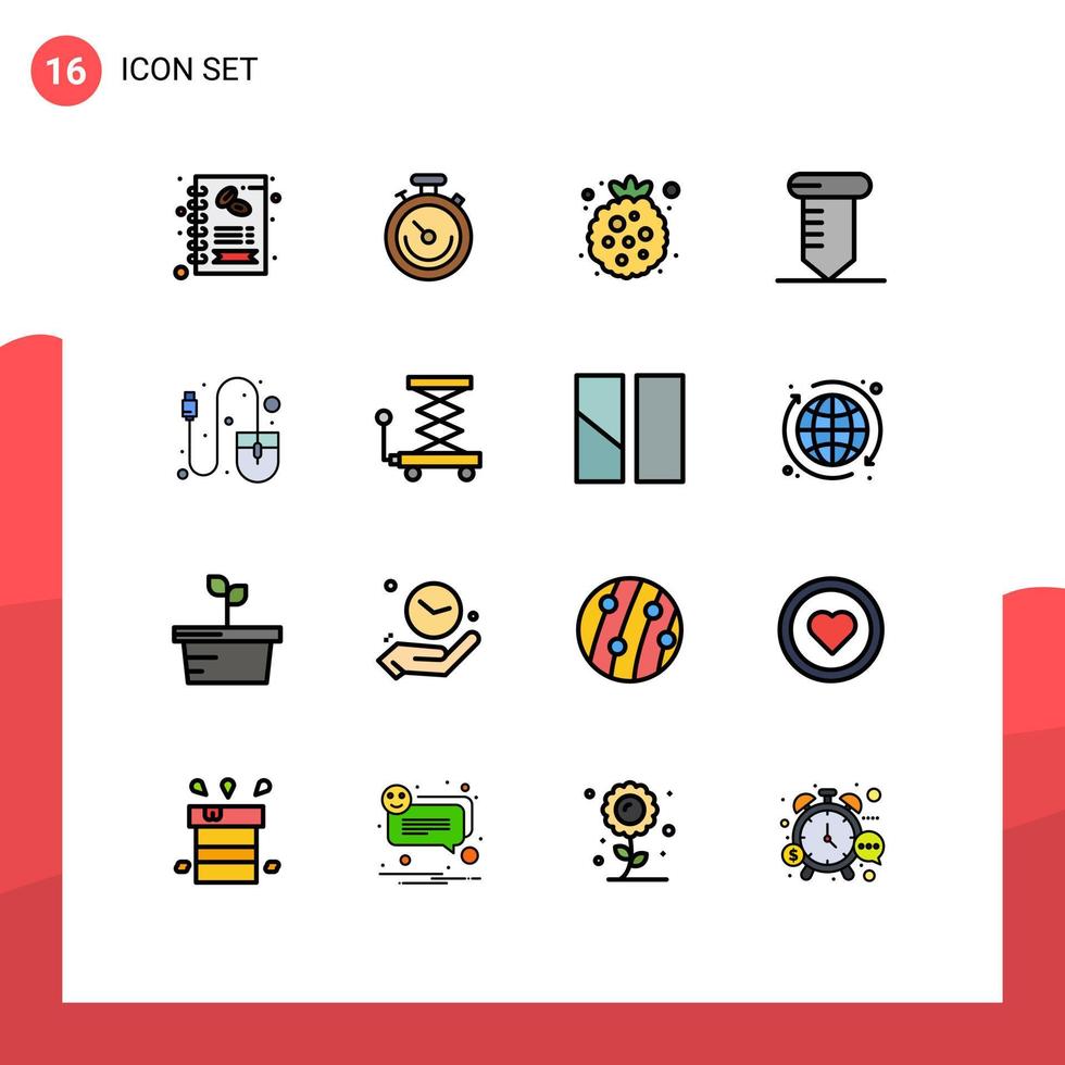 16 universell platt Färg fylld linje tecken symboler av mus dator bär verktyg reparera redigerbar kreativ vektor design element