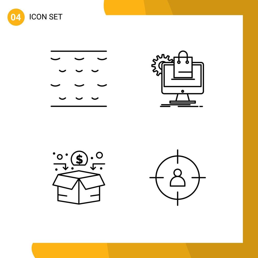4 universelle Fillline-Flachfarben für Web- und mobile Anwendungen Sea Fundraising Shopping Services Crowdfunding editierbare Vektordesign-Elemente vektor