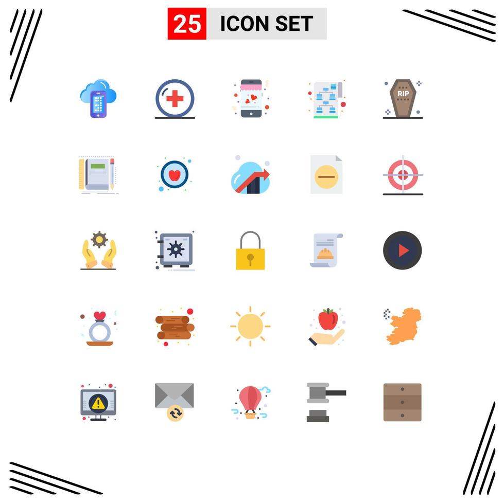 25 universell platt Färg tecken symboler av Kista Start upp behandling företag planera redigerbar vektor design element