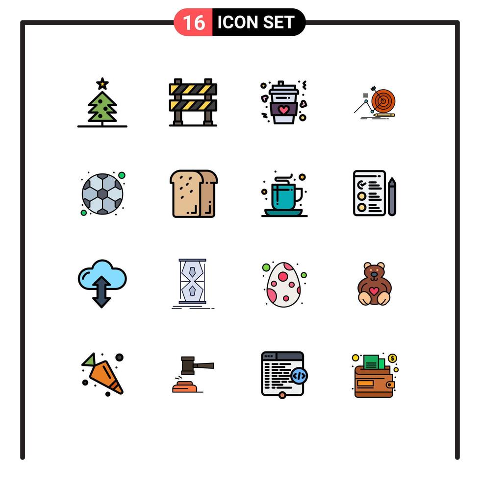 uppsättning av 16 modern ui ikoner symboler tecken för boll mål kaffe Framgång kärlek redigerbar kreativ vektor design element