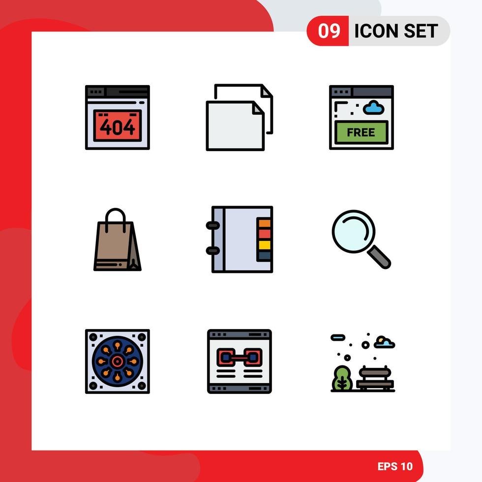 Stock Vector Icon Pack mit 9 Zeilenzeichen und Symbolen für Suchtelefon Internetordner Kanada editierbare Vektordesign-Elemente