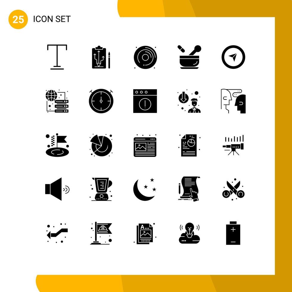 uppsättning av 25 modern ui ikoner symboler tecken för mus soppa CD medicin sjukhus redigerbar vektor design element