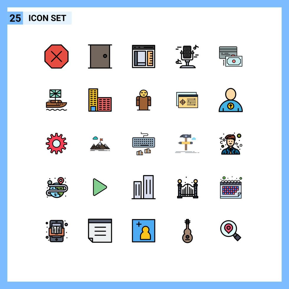 25 kreative Symbole, moderne Zeichen und Symbole der Karte, Musikbrowser, Mikrofonseite, editierbare Vektordesign-Elemente vektor