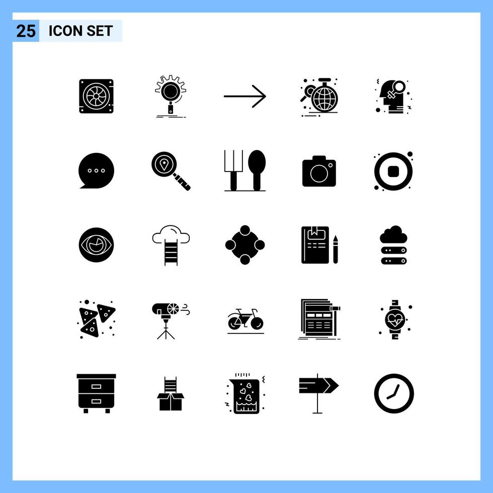 25 universelle solide Glyphen, die für Web- und mobile Anwendungen festgelegt werden vektor