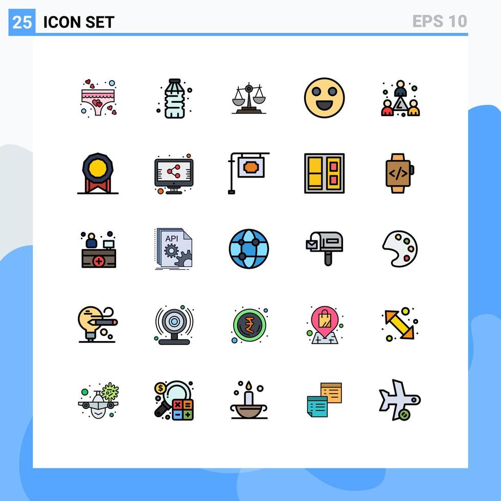 25 fylld linje platt Färg begrepp för webbplatser mobil och appar ansikte skalor balans skala lag redigerbar vektor design element