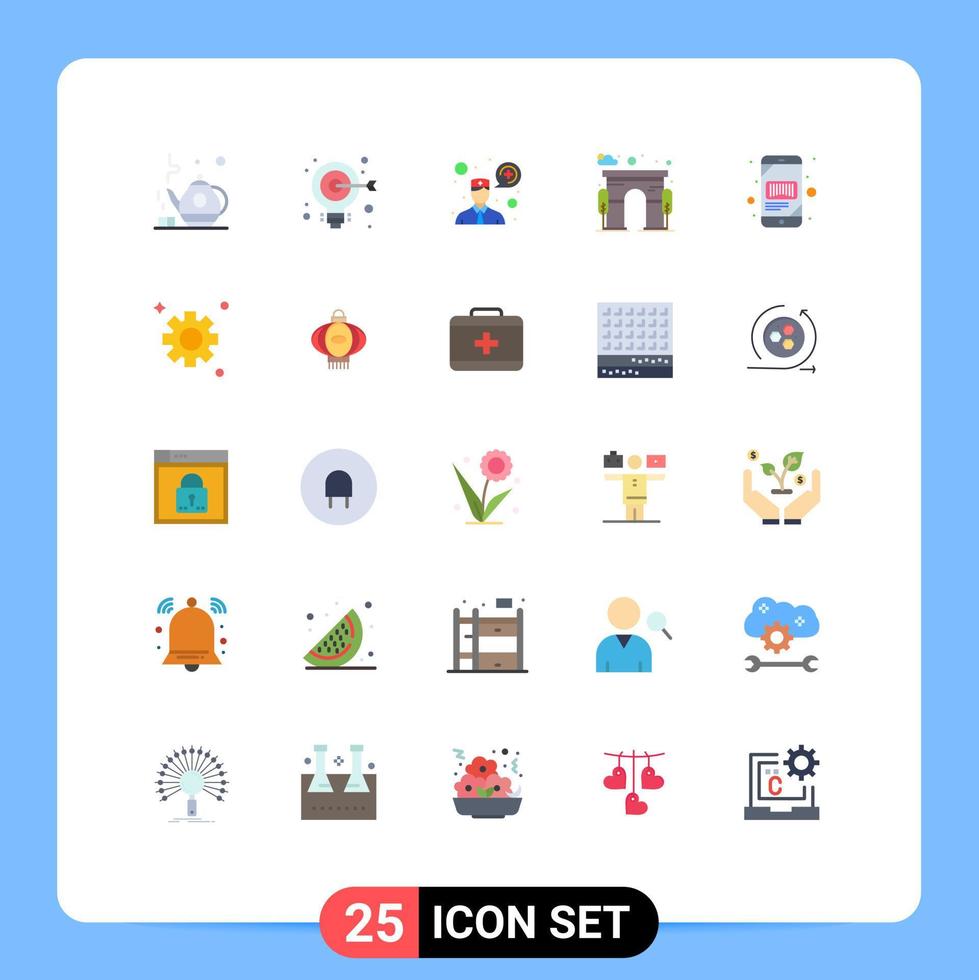 25 kreative Symbole moderne Zeichen und Symbole von Scan-Mobile-Beratungs-Barcode-Tür editierbare Vektordesign-Elemente vektor