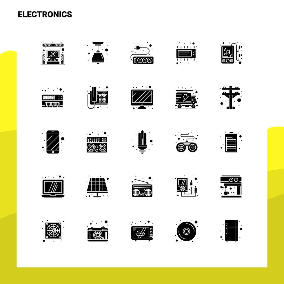 25 Elektronik-Icon-Set solide Glyphen-Icon-Vektor-Illustrationsvorlage für Web- und mobile Ideen für Unternehmen vektor