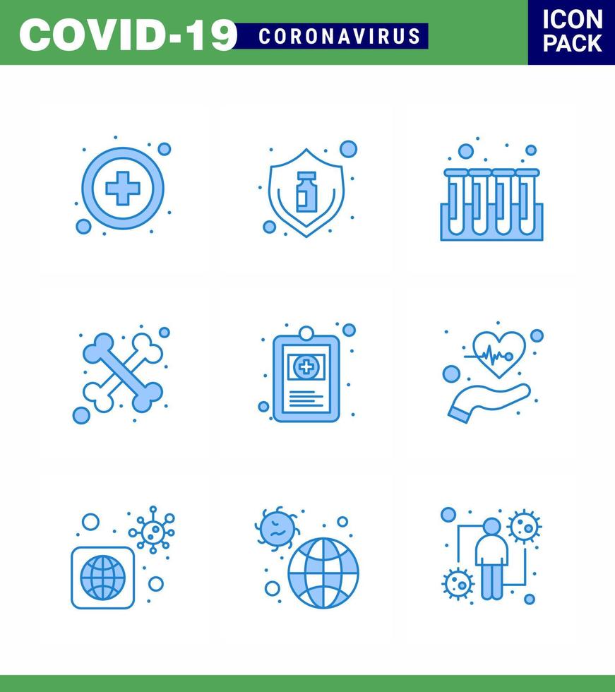 covid19 ikon uppsättning för infographic 9 blå packa sådan som sjukhus Diagram klinisk spela in blod skelett ben viral coronavirus 2019 nov sjukdom vektor design element