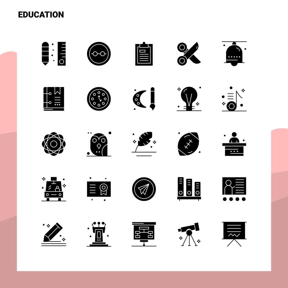 25 Bildungssymbolsatz solide Glyphensymbolvektor-Illustrationsvorlage für Web- und mobile Ideen für Unternehmen vektor