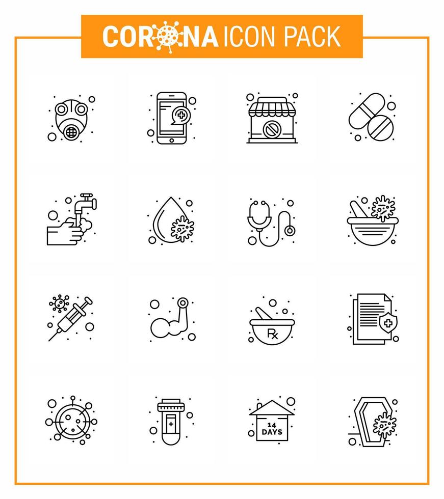 covid19 ikon uppsättning för infographic 16 linje packa sådan som händer läsplatta service piller förbjudna viral coronavirus 2019 nov sjukdom vektor design element
