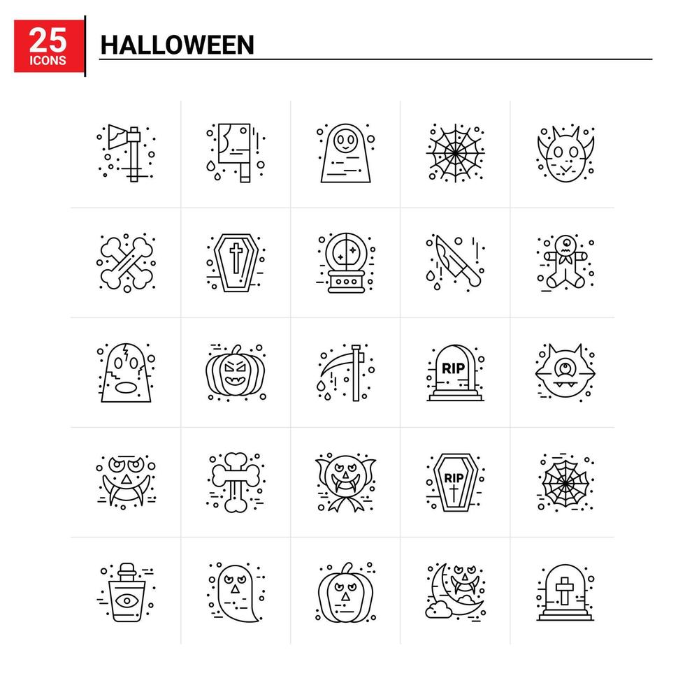 25 Halloween-Icon-Set Vektorhintergrund vektor