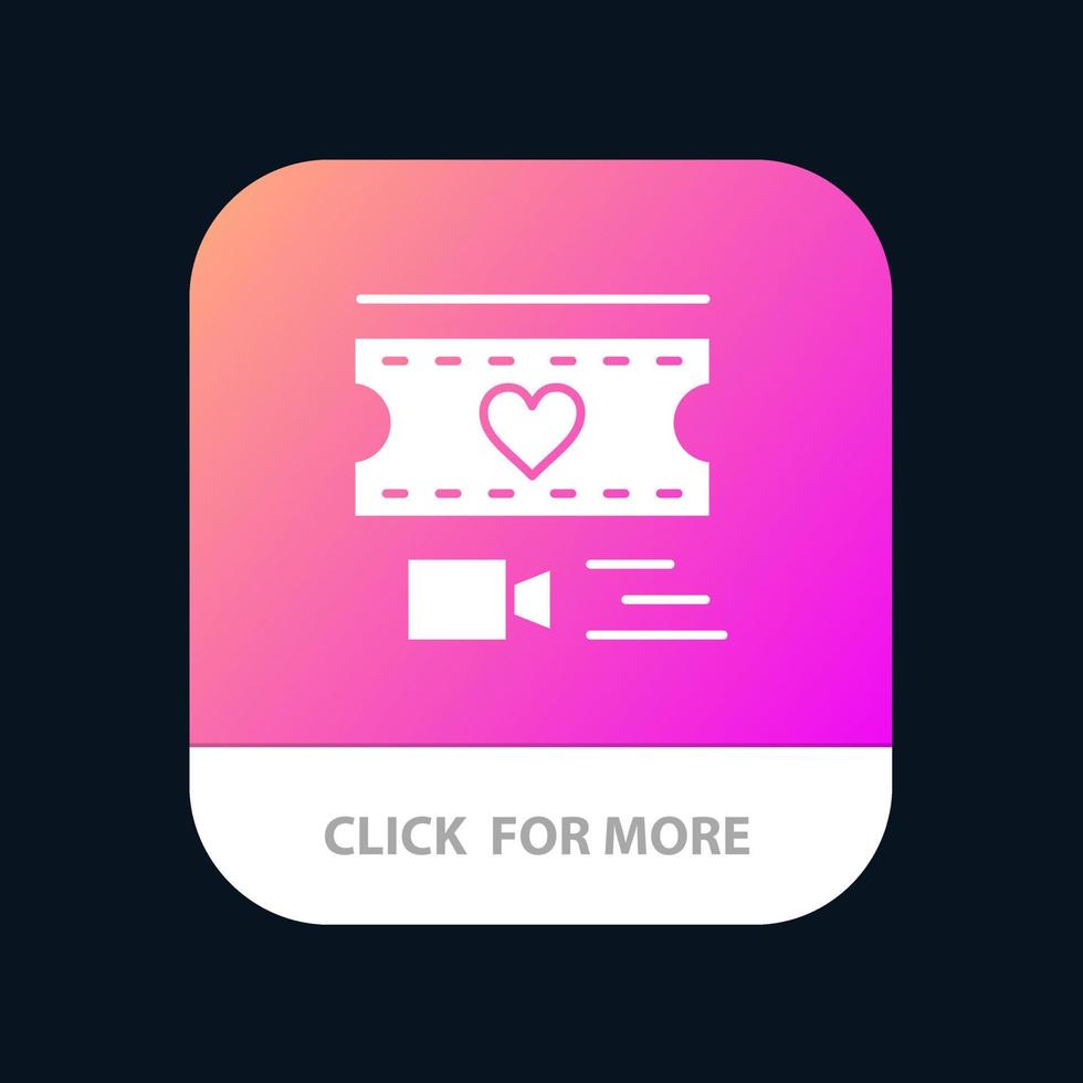 filma hjärta kärlek bröllop mobil app knapp android och ios glyf version vektor