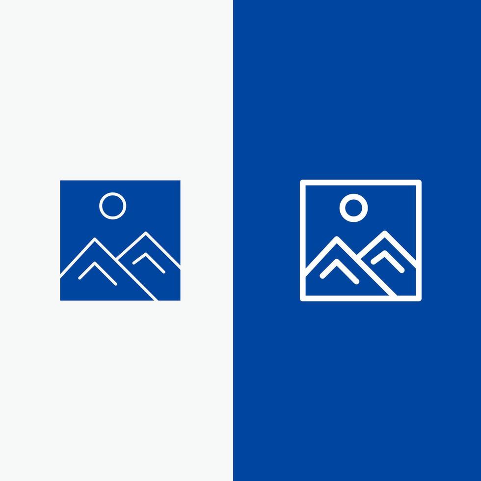 Rahmen Bild Bild Bildung Linie und Glyphe festes Symbol blaues Banner vektor