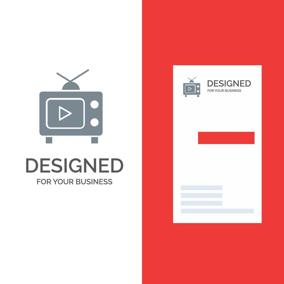 TV-Fernseher spielen Video graues Logo-Design und Visitenkartenvorlage vektor