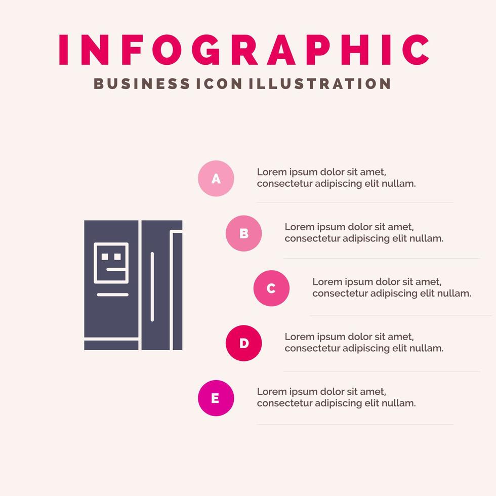 kühlschrank kühlschrank kühlschrank infografiken präsentationsvorlage 5 schritte präsentation vektor