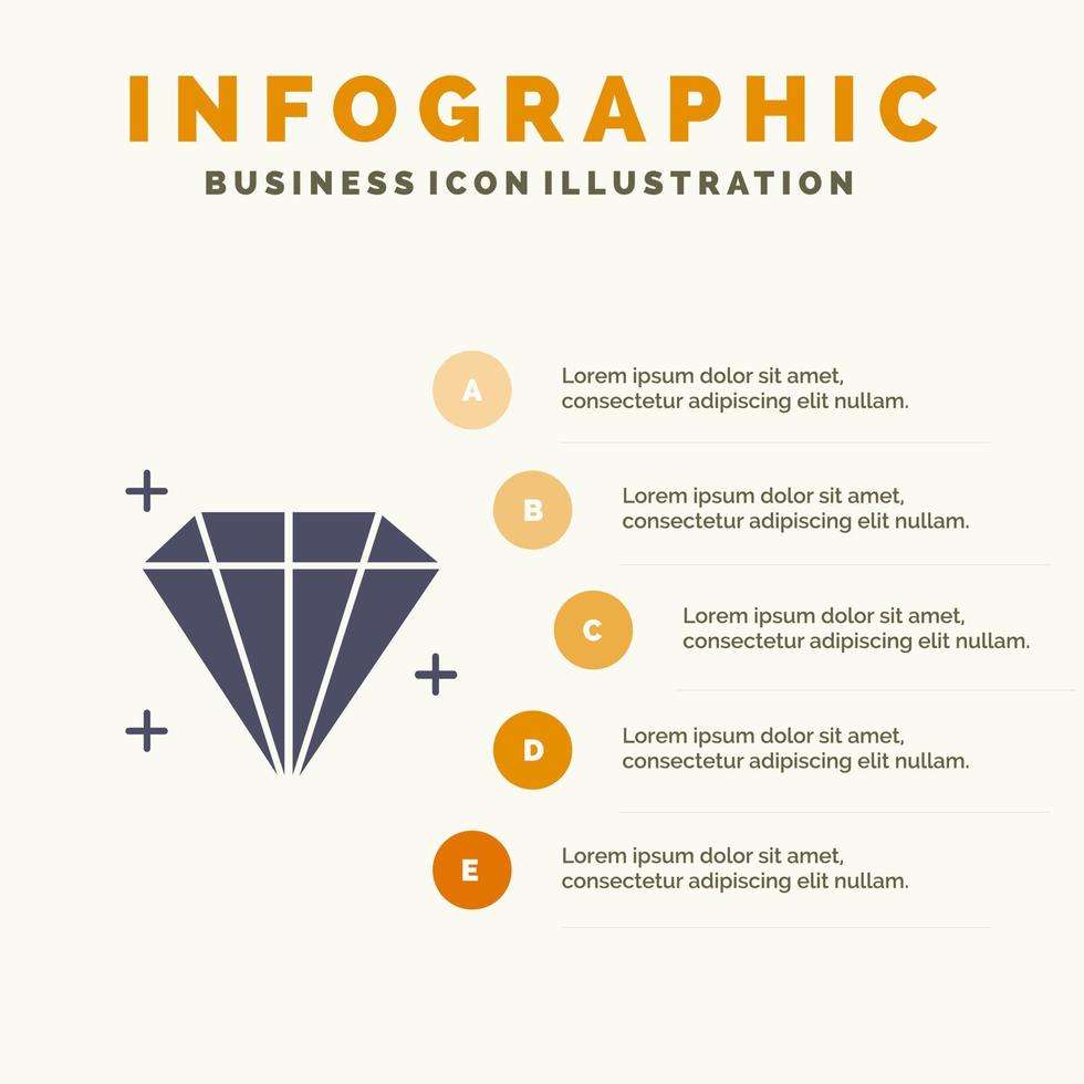 Diamond Jewel Benutzer solide Symbol Infografiken 5 Schritte Präsentationshintergrund vektor