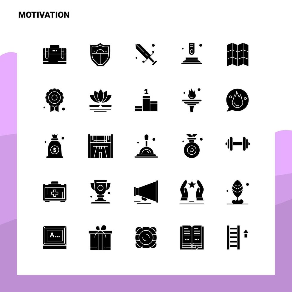 25 Motivations-Icon-Set solide Glyphen-Icon-Vektor-Illustrationsvorlage für Web- und mobile Ideen für Unternehmen vektor