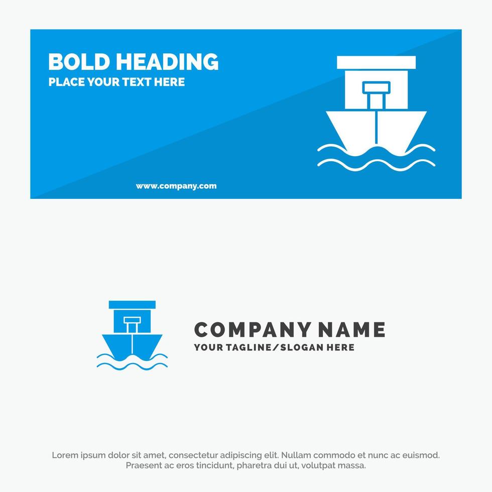 Schiff Strandboot Sommer solide Symbol Website-Banner und Business-Logo-Vorlage vektor