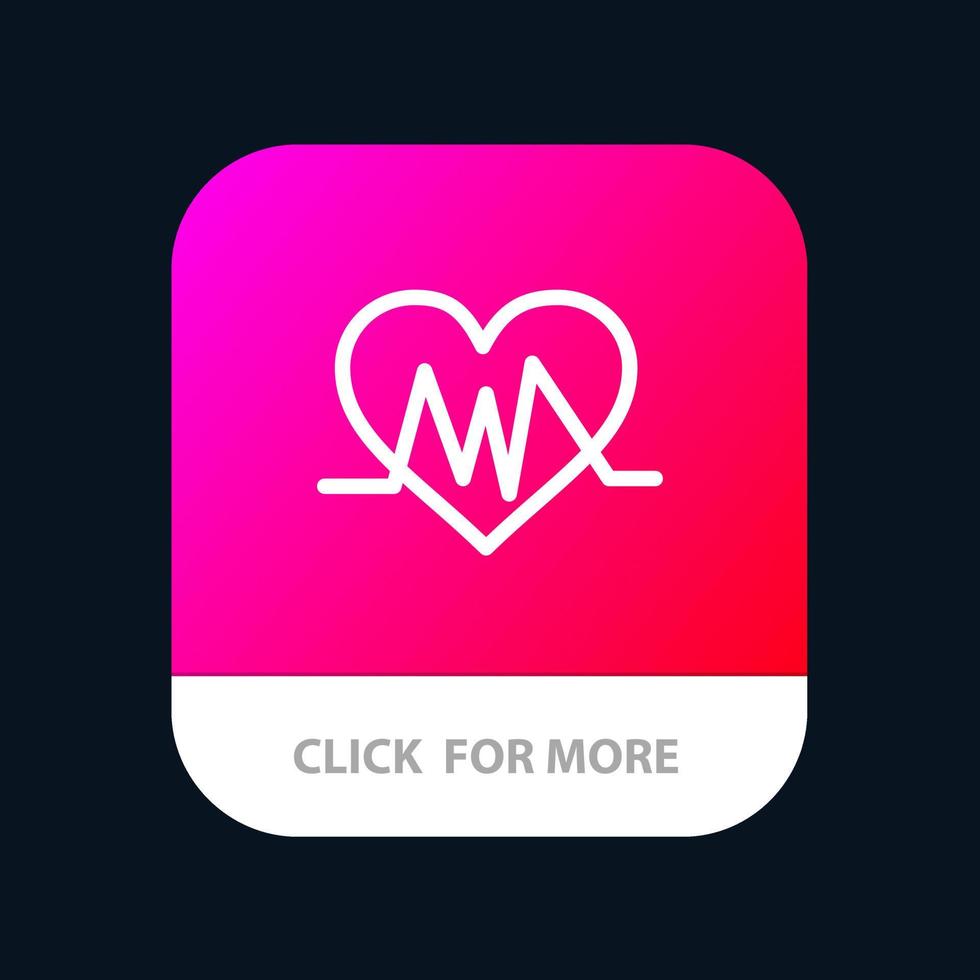 medicinsk hjärta hjärtslag puls mobil app knapp android och ios linje version vektor