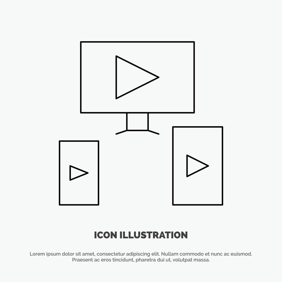 dator video design linje ikon vektor