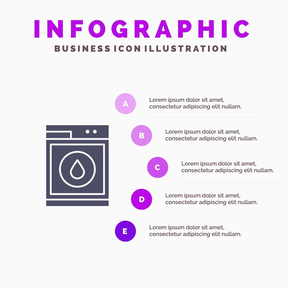 waschmaschine waschroboter infografiken präsentationsvorlage 5 schritte präsentation vektor