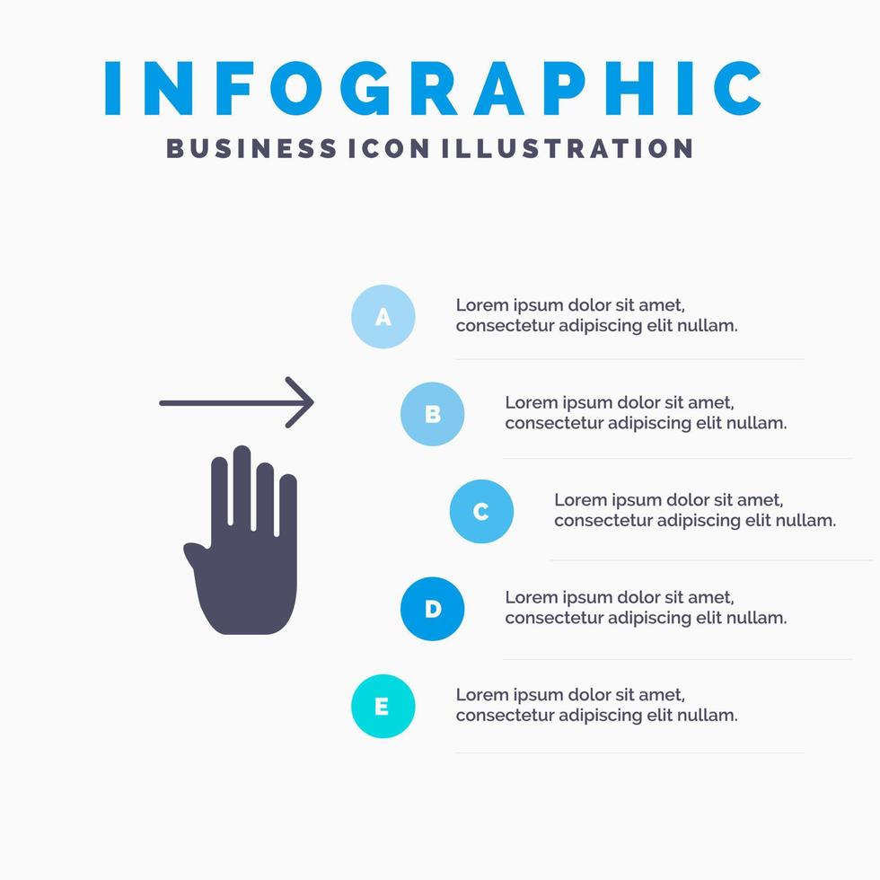 Finger vier Geste recht solides Symbol Infografiken 5 Schritte Präsentationshintergrund vektor