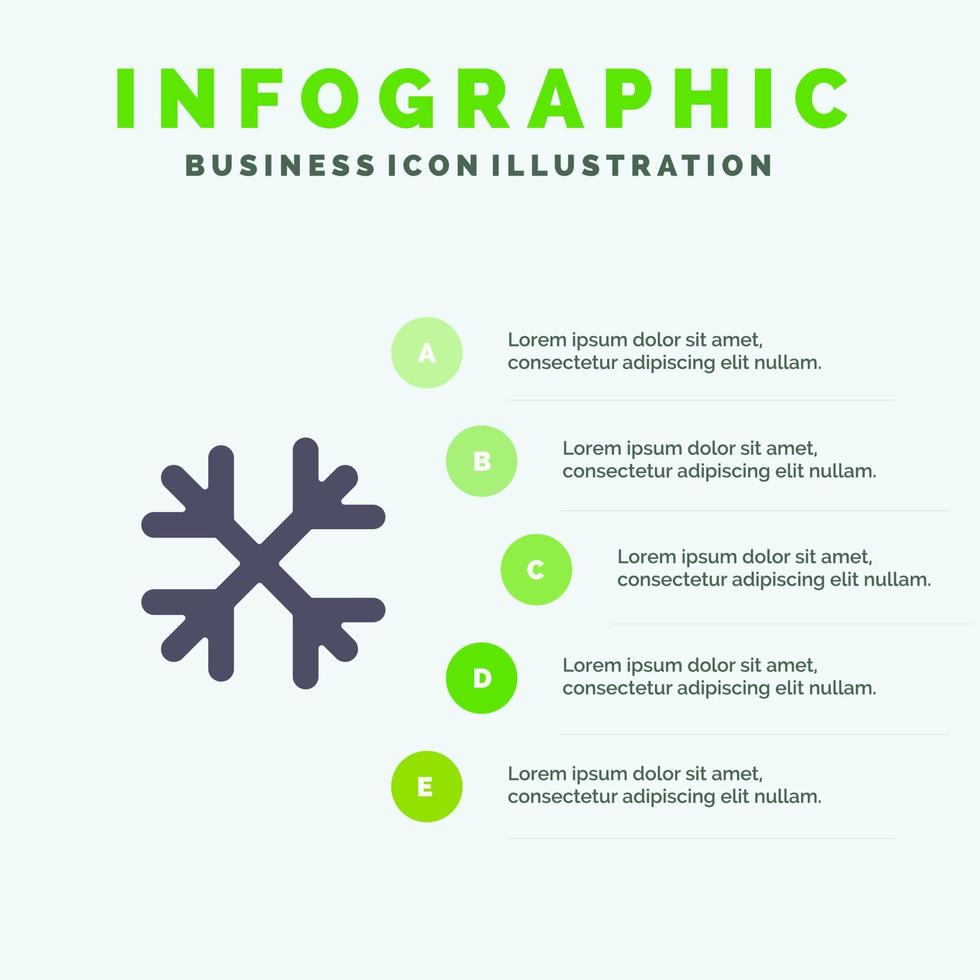 schnee schneeflocken winter kanada solide symbol infografiken 5 schritte präsentation hintergrund vektor