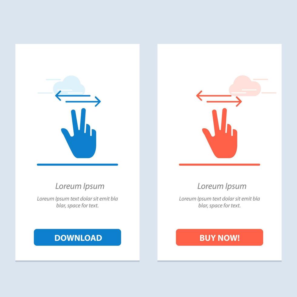 gesten hand mobile touch blau und rot jetzt herunterladen und kaufen web-widget-kartenvorlage vektor