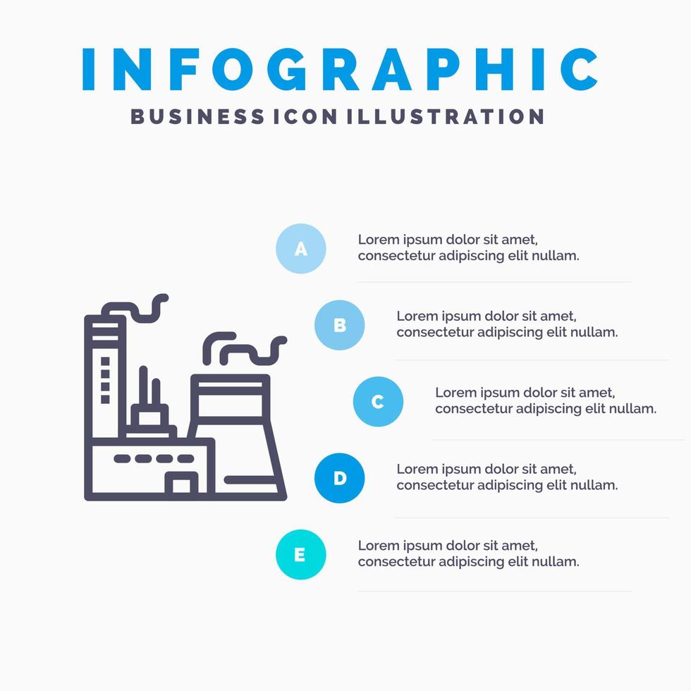 byggnad konstruktion fabrik industri linje ikon med 5 steg presentation infographics bakgrund vektor