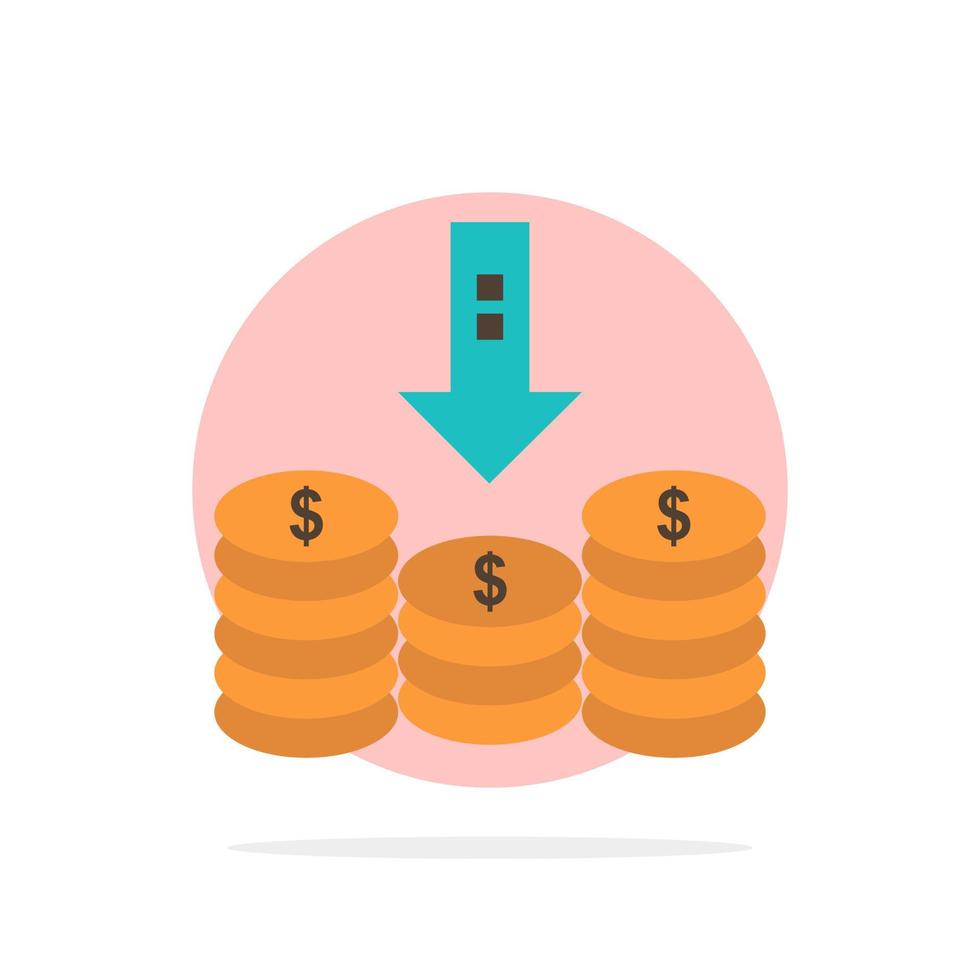 mynt kontanter pengar ner pil abstrakt cirkel bakgrund platt Färg ikon vektor