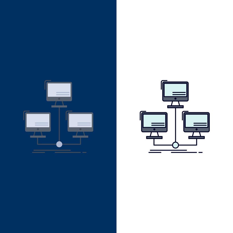 databas distribuerad förbindelse nätverk dator platt Färg ikon vektor