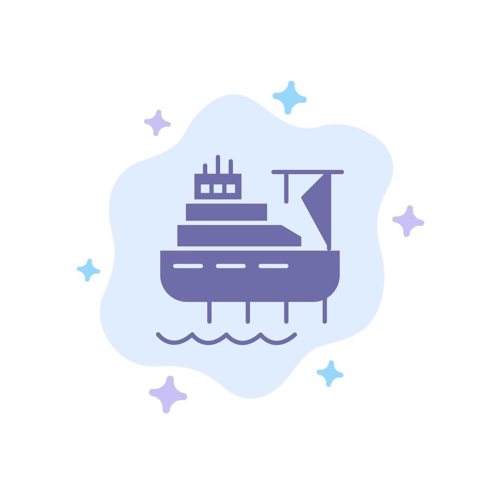 fartyg båt frakt konstruktion blå ikon på abstrakt moln bakgrund vektor