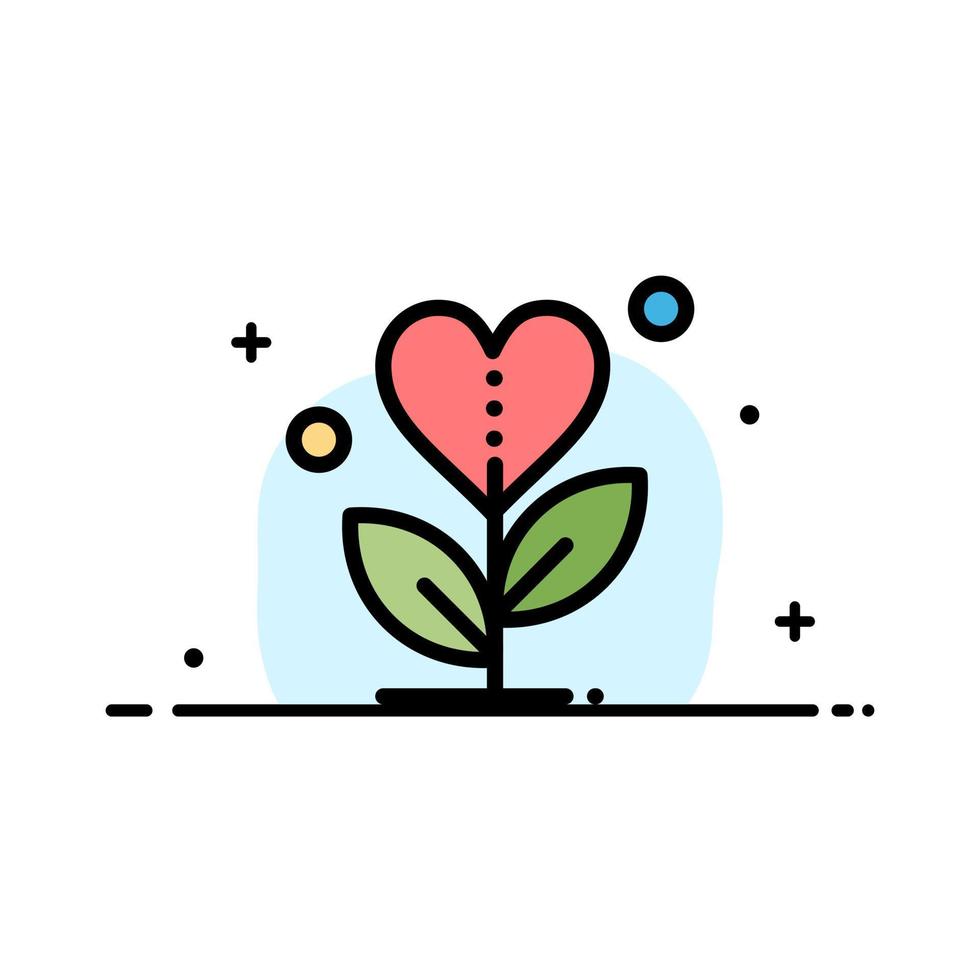 tacksamhet växa tillväxt hjärta kärlek företag platt linje fylld ikon vektor baner mall