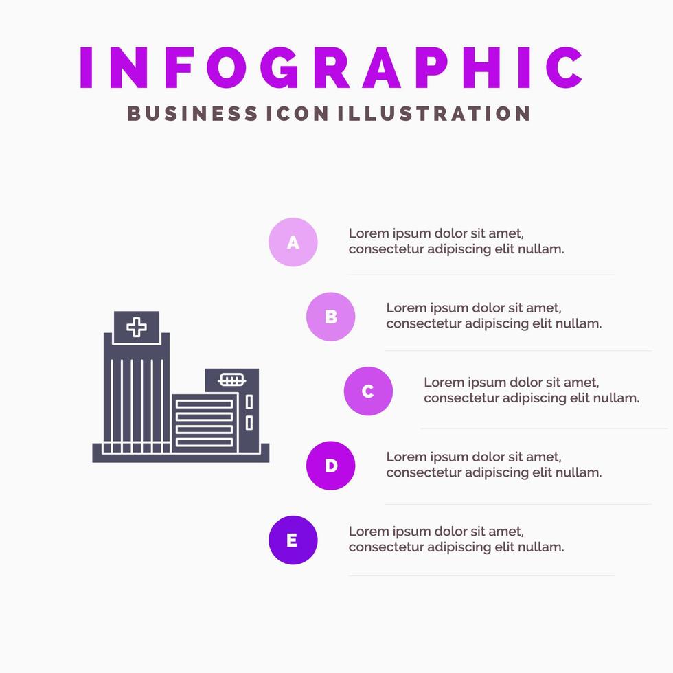 byggnad egendom verklig lägenhet kontor fast ikon infographics 5 steg presentation bakgrund vektor