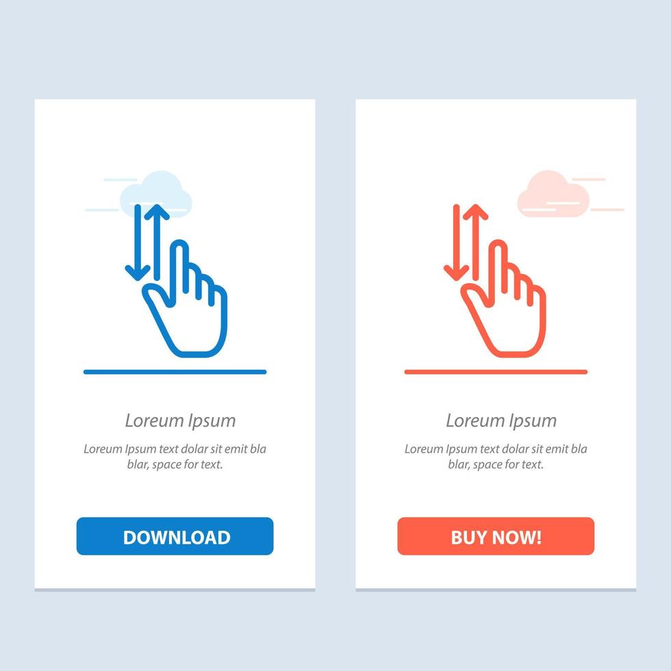 Fingergesten Hand hoch runter blau und rot Jetzt herunterladen und kaufen Web-Widget-Kartenvorlage vektor
