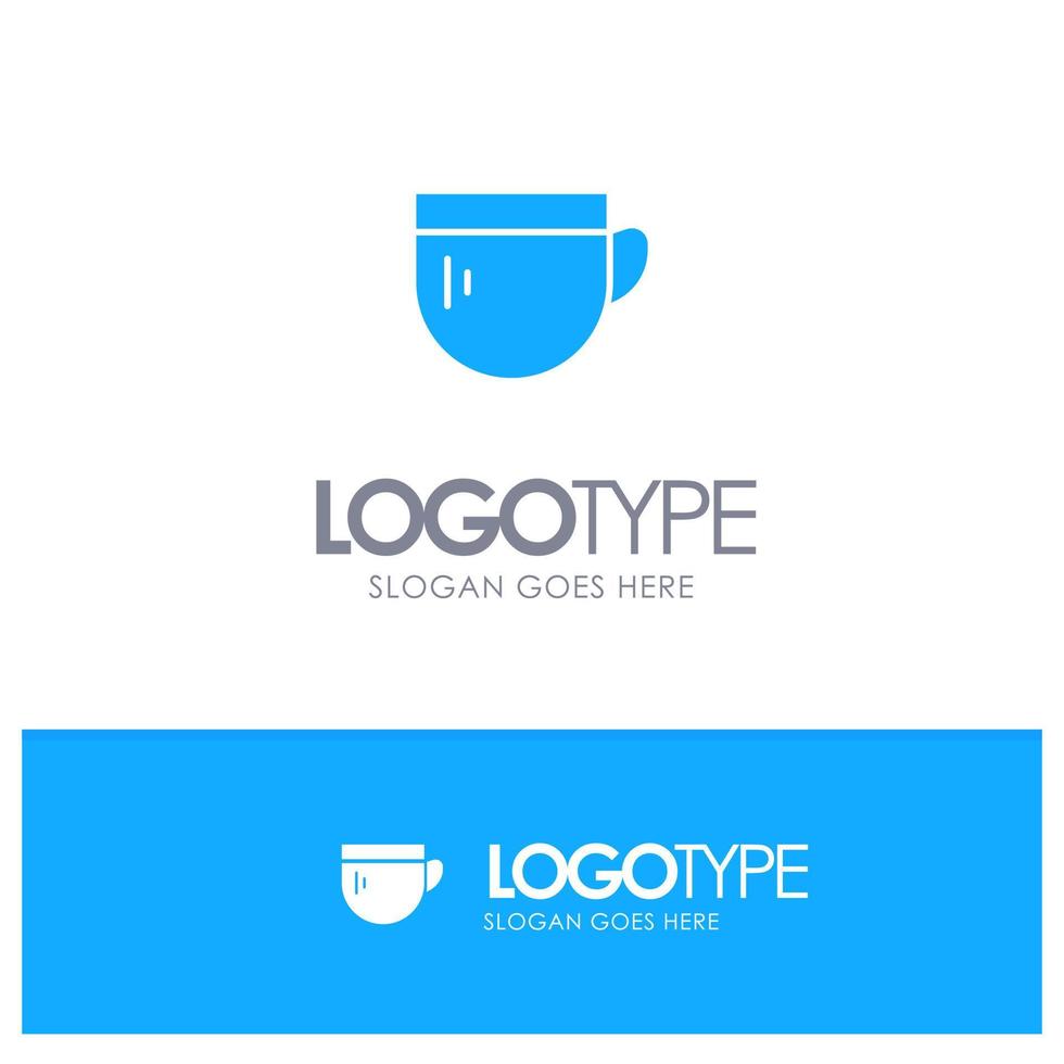 kopp te kaffe grundläggande blå fast logotyp med plats för Tagline vektor