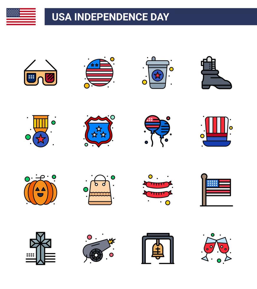 16 kreativ USA ikoner modern oberoende tecken och 4:e juli symboler av amerikan medalj dryck bricka amerikan redigerbar USA dag vektor design element