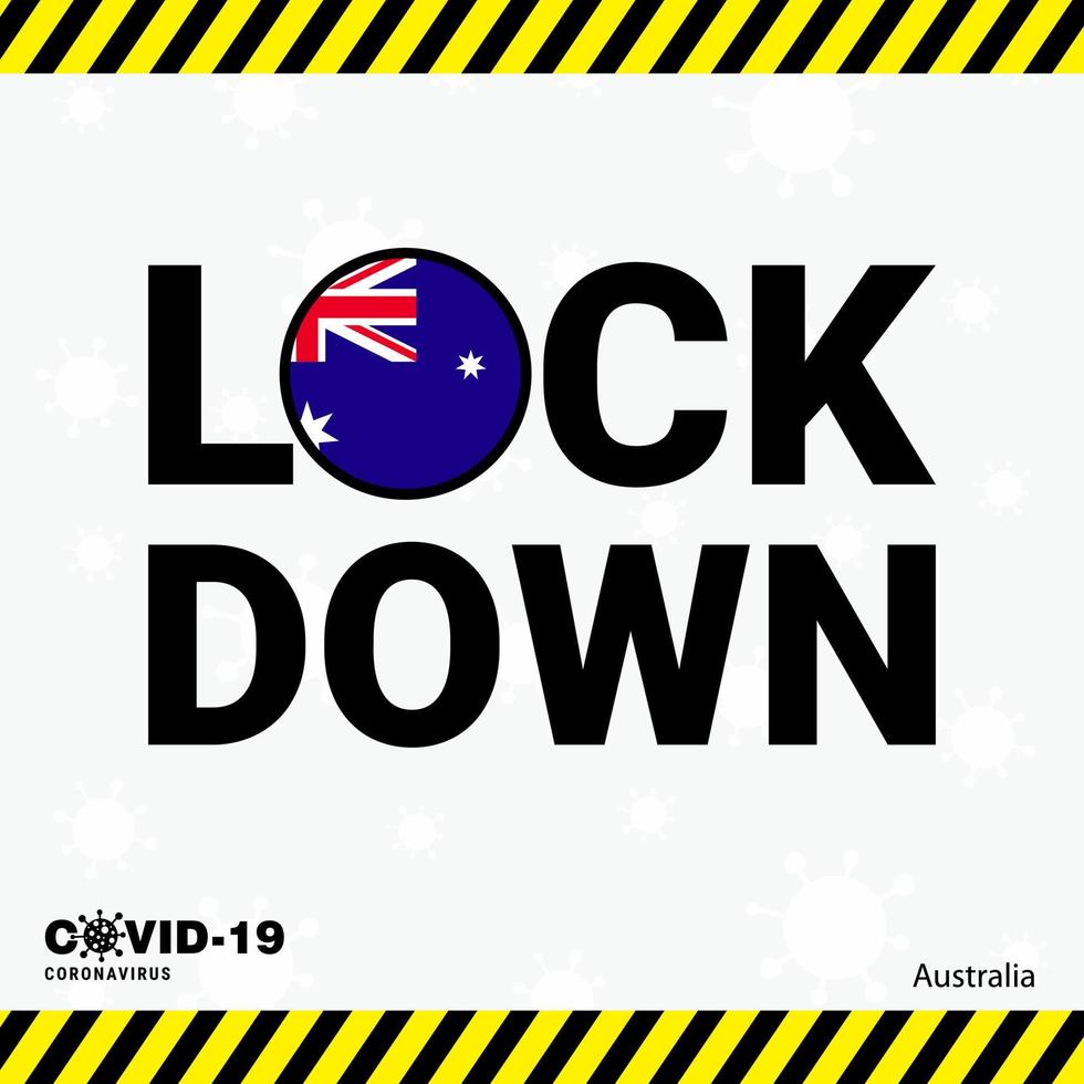 coronavirus Australien låsa ner typografi med Land flagga coronavirus pandemi låsa ner design vektor