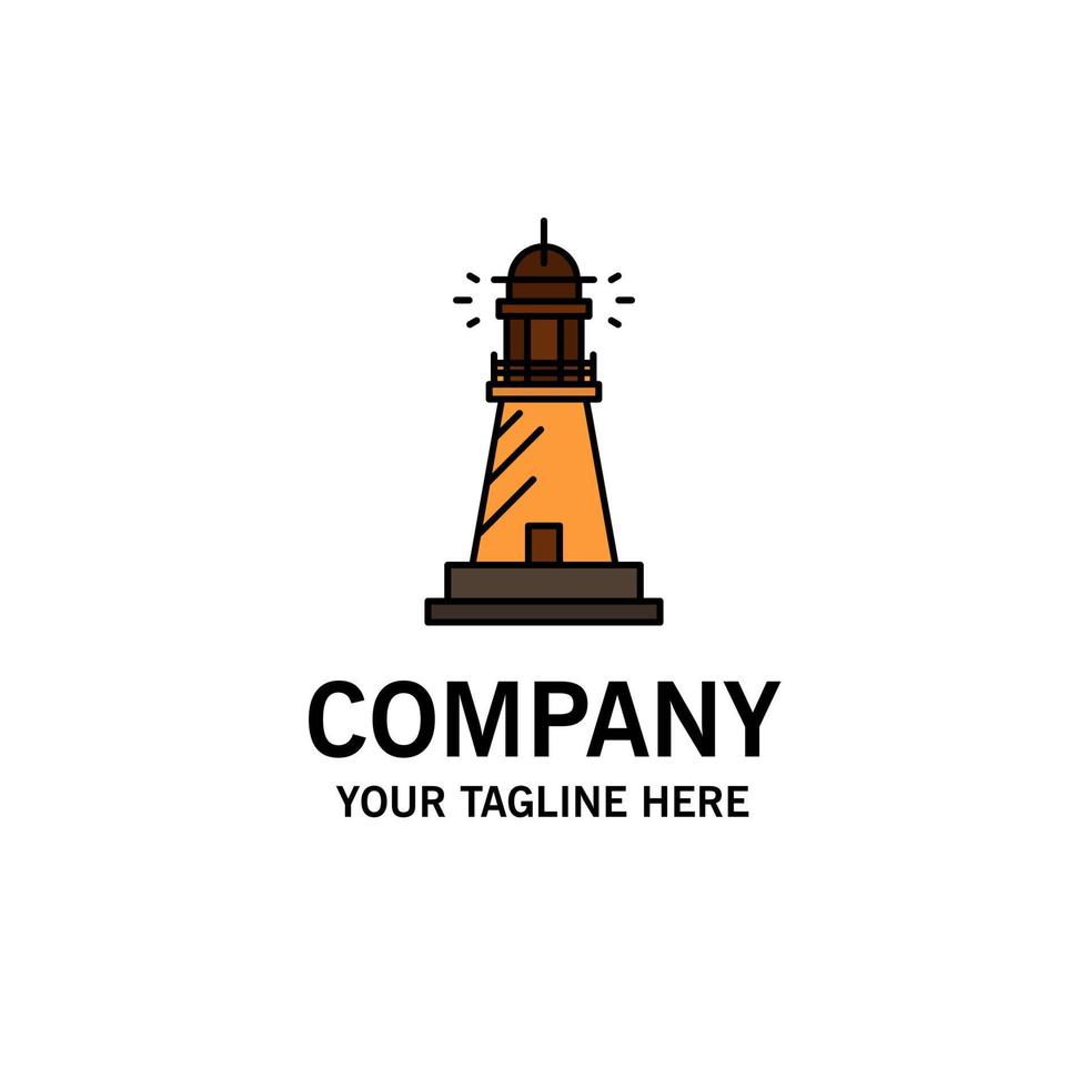 Leuchtturm Haus Licht Strand Ozean Business Logo Vorlage flache Farbe vektor