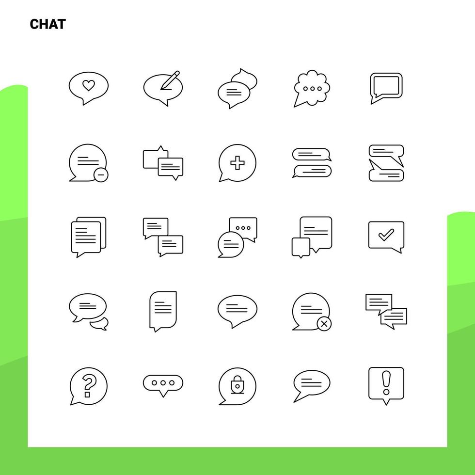 Set von Chat-Line-Icon-Set 25 Icons Vektor-Minimalismus-Stil-Design schwarze Icons Set lineares Piktogramm-Pack vektor