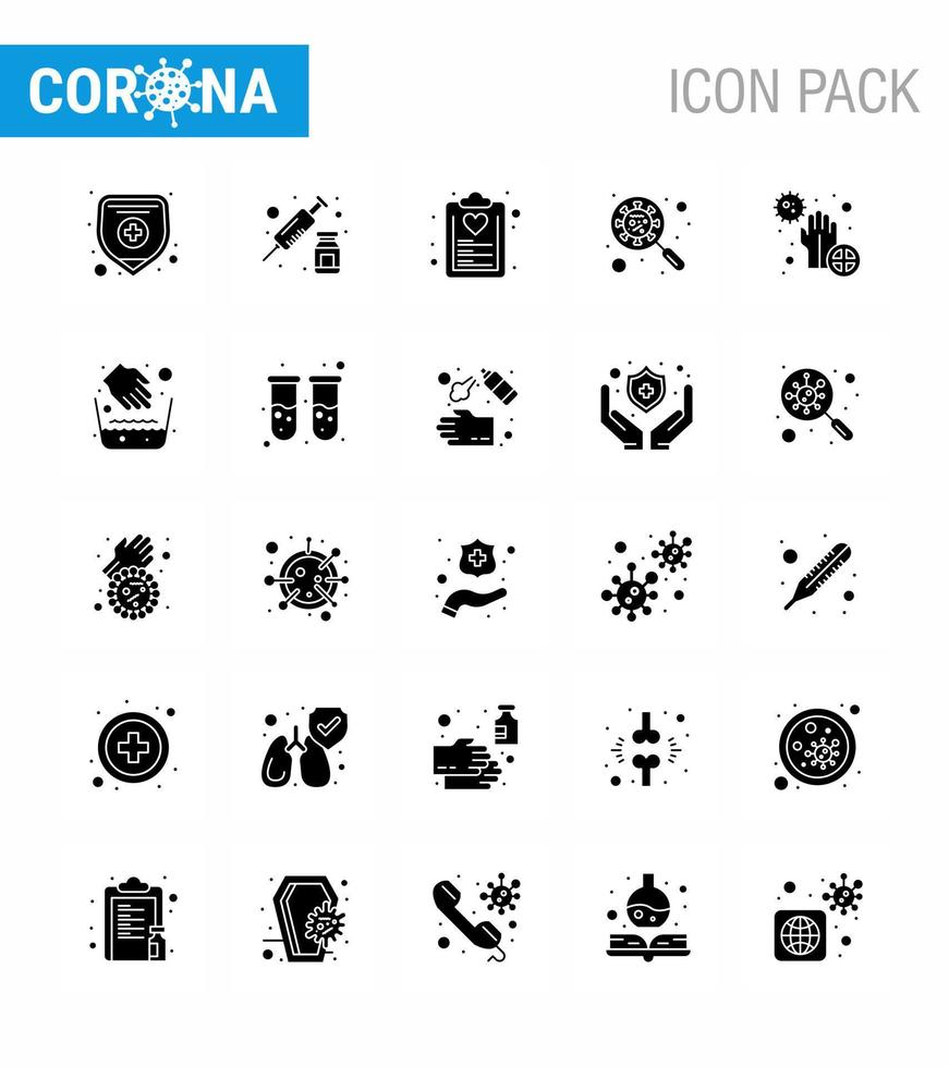 coronavirus 25 fast glyf ikon uppsättning på de tema av korona epidemi innehåller ikoner sådan som virus interfac diet glas skanna virus viral coronavirus 2019 nov sjukdom vektor design element