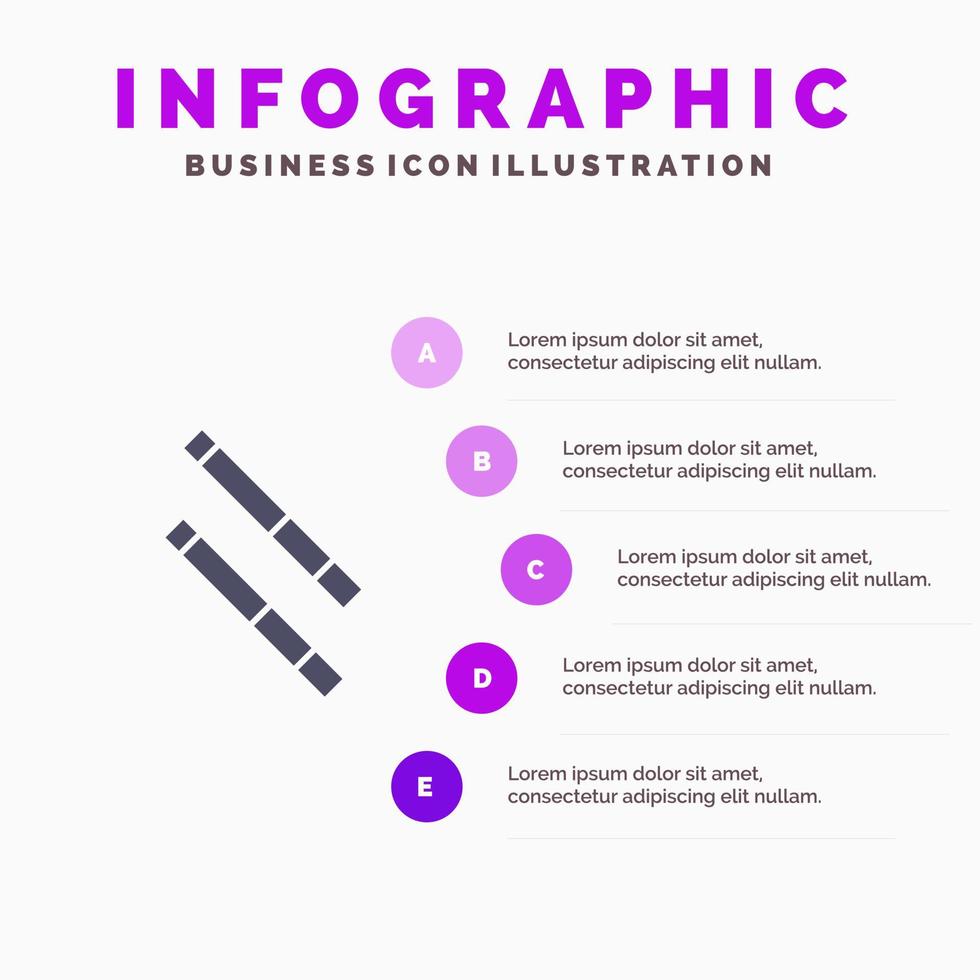 Bambusstock festes Symbol Infografiken 5 Schritte Präsentationshintergrund vektor